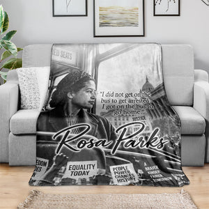 Rosa Parks Civil Rights Blanket Vintage Bus American Flag And Red Roses Tribute