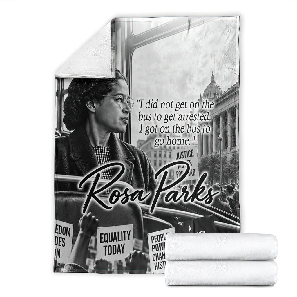 Rosa Parks Civil Rights Blanket Vintage Bus American Flag And Red Roses Tribute