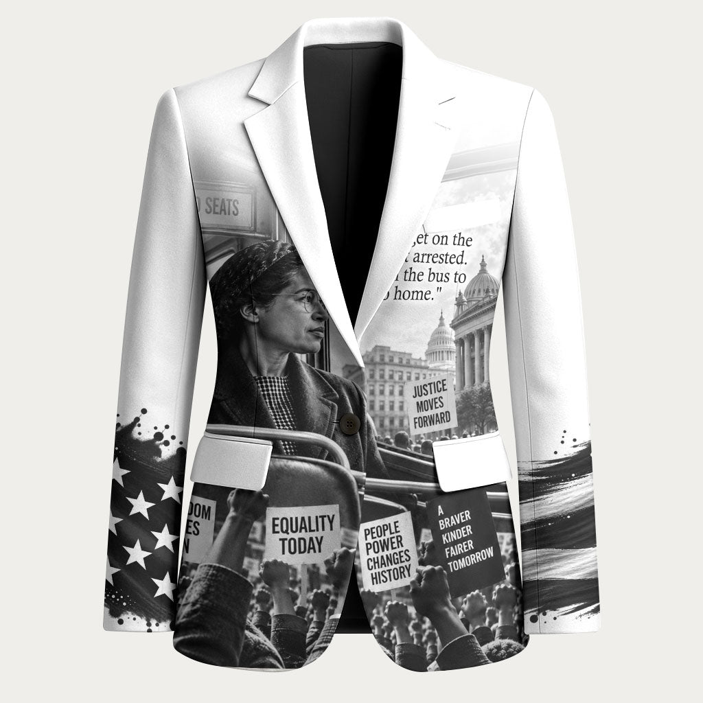 Rosa Parks Civil Rights Blazer Vintage Bus American Flag And Red Roses Tribute