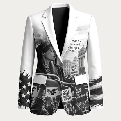 Rosa Parks Civil Rights Blazer Vintage Bus American Flag And Red Roses Tribute