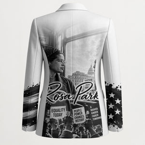 Rosa Parks Civil Rights Blazer Vintage Bus American Flag And Red Roses Tribute