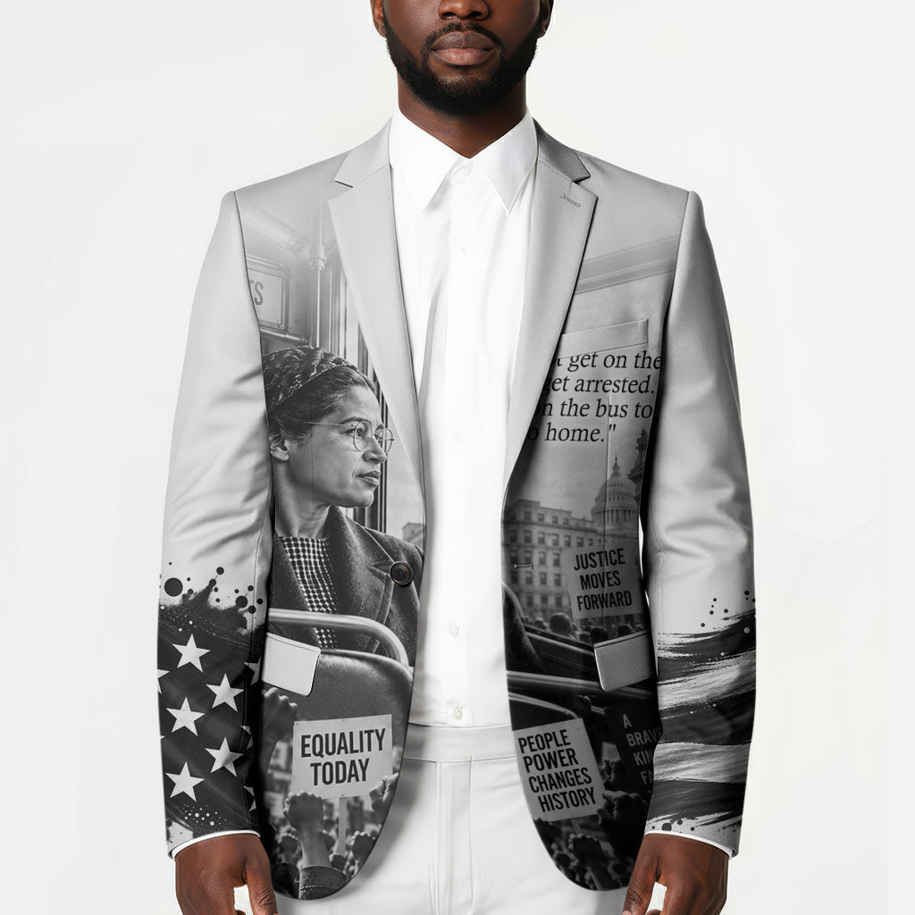 Rosa Parks Civil Rights Blazer Vintage Bus American Flag And Red Roses Tribute
