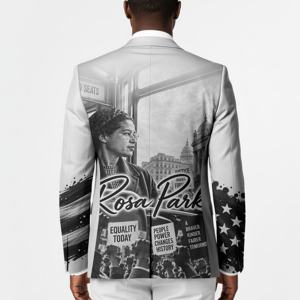 Rosa Parks Civil Rights Blazer Vintage Bus American Flag And Red Roses Tribute