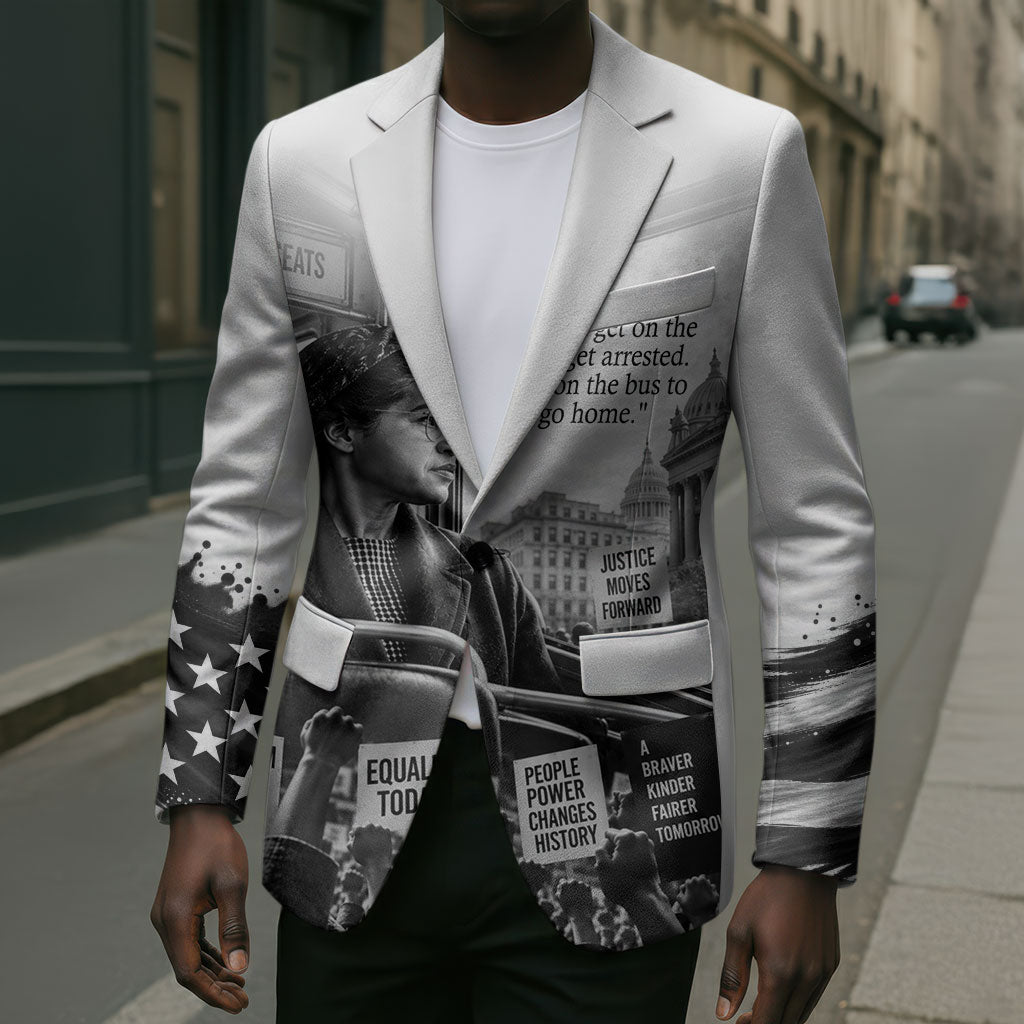 Rosa Parks Civil Rights Blazer Vintage Bus American Flag And Red Roses Tribute