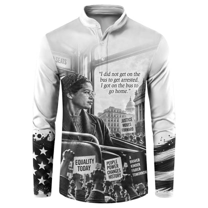 Rosa Parks Civil Rights Button Sweatshirt Vintage Bus American Flag And Red Roses Tribute