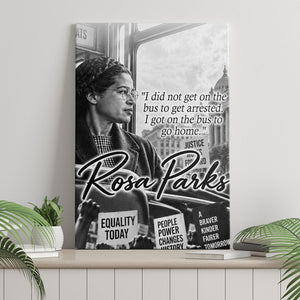 Rosa Parks Civil Rights Canvas Wall Art Vintage Bus American Flag And Red Roses Tribute