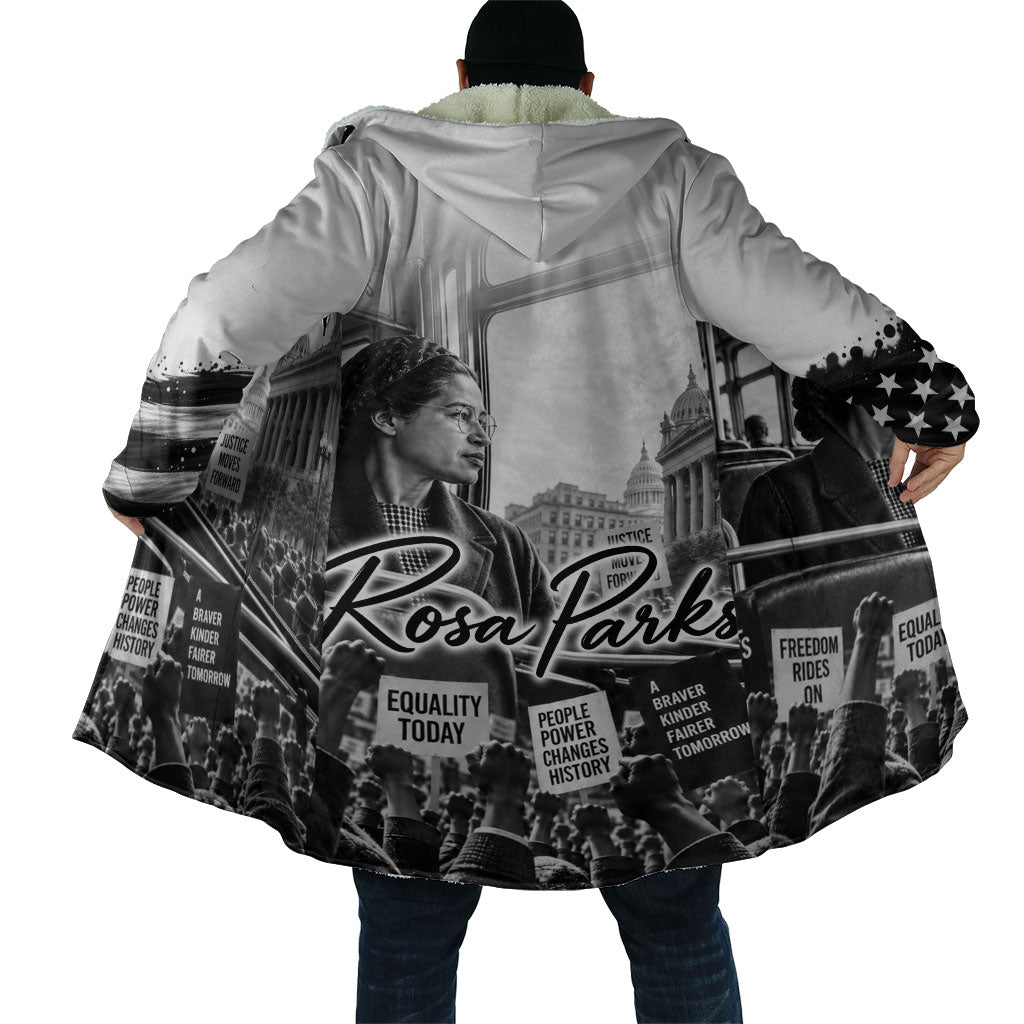 Rosa Parks Civil Rights Cloak Vintage Bus American Flag And Red Roses Tribute