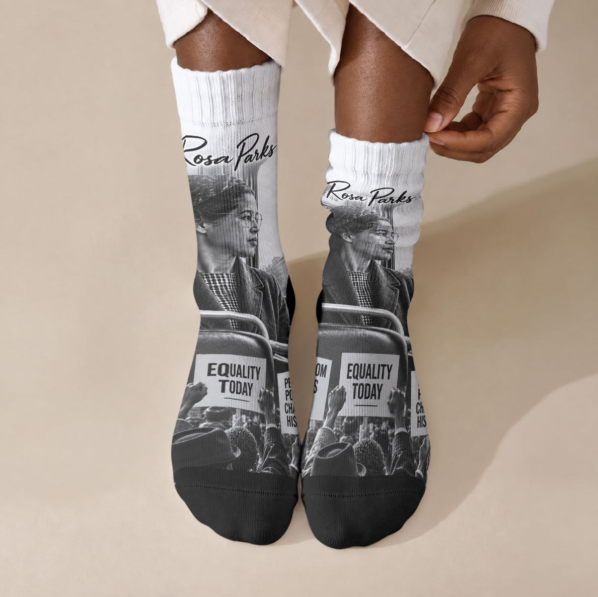 Rosa Parks Civil Rights Crew Socks Vintage Bus American Flag And Red Roses Tribute