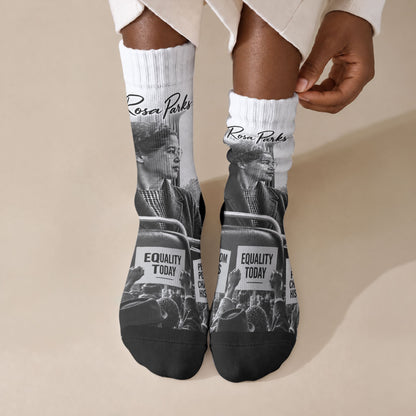 Rosa Parks Civil Rights Crew Socks Vintage Bus American Flag And Red Roses Tribute