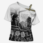 Rosa Parks Civil Rights Cross Shoulder Shirt Vintage Bus American Flag And Red Roses Tribute