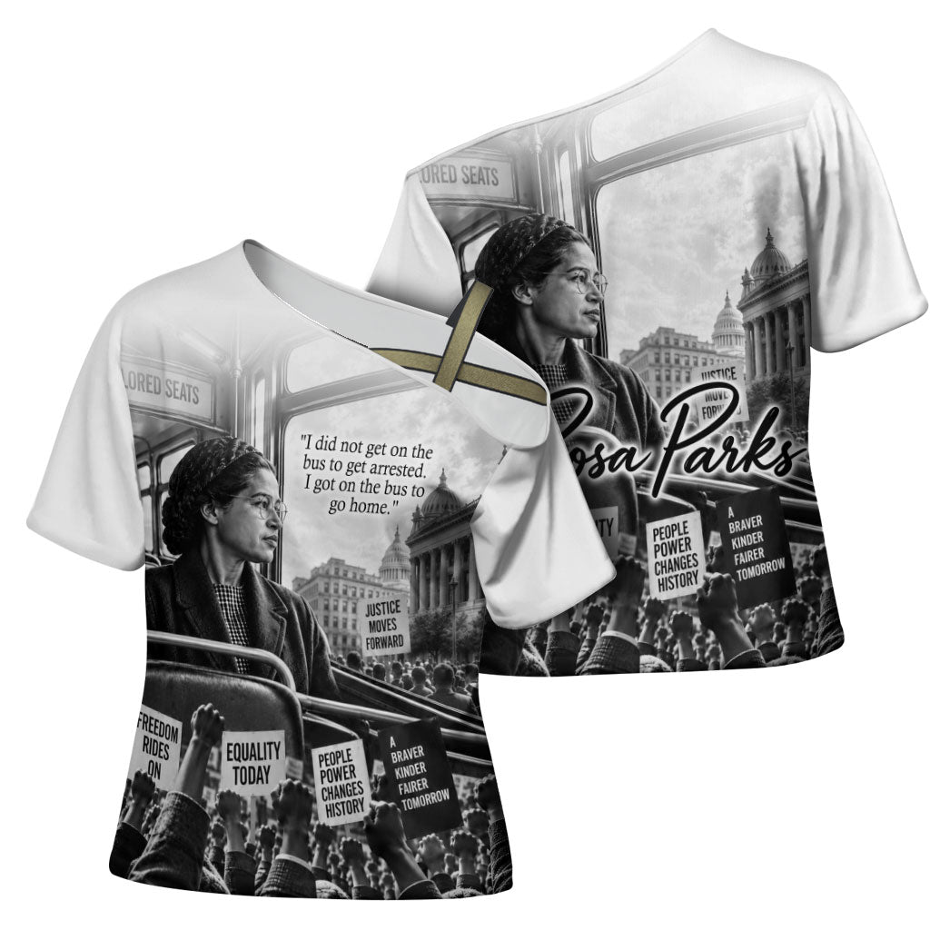 Rosa Parks Civil Rights Cross Shoulder Shirt Vintage Bus American Flag And Red Roses Tribute