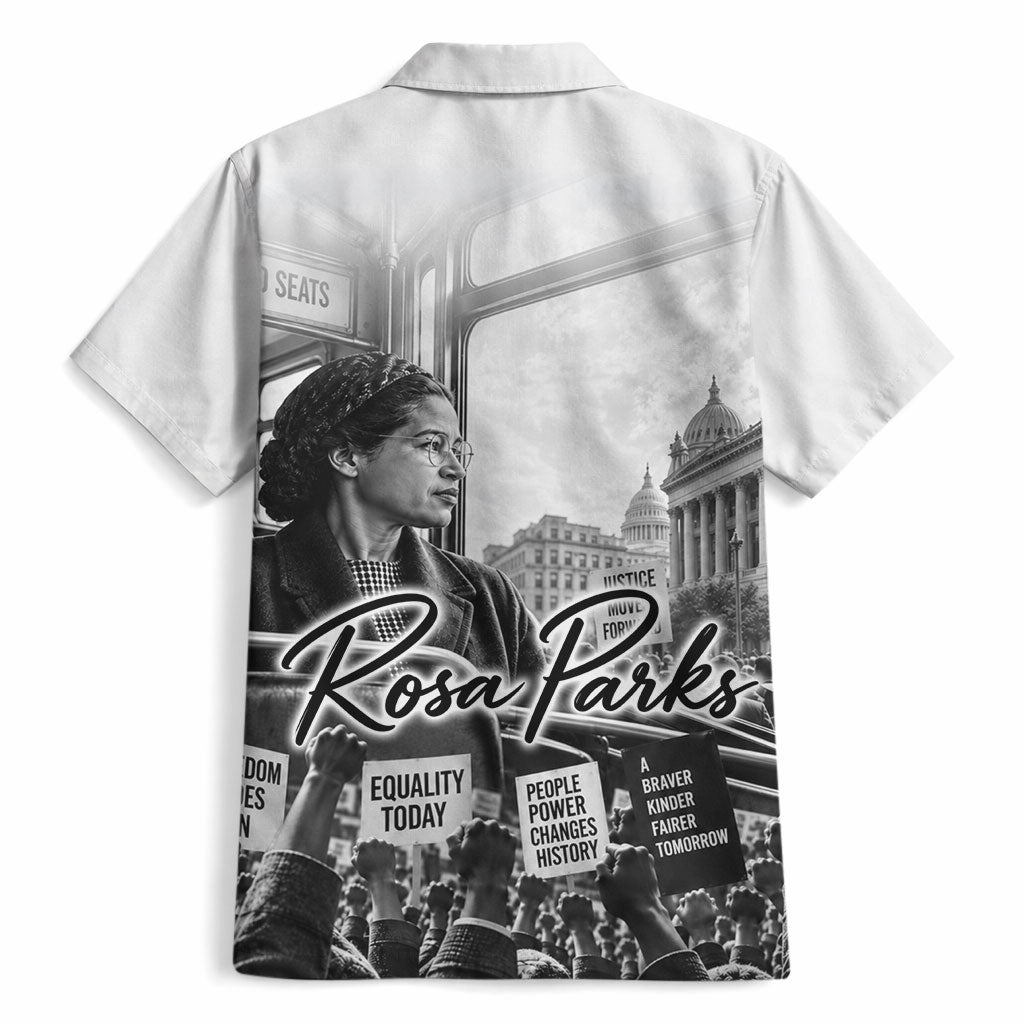 Rosa Parks Civil Rights Hawaiian Shirt Vintage Bus American Flag And Red Roses Tribute