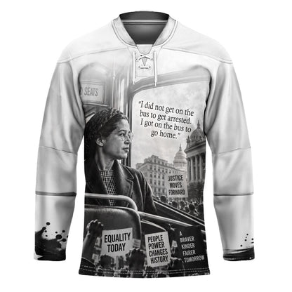 Rosa Parks Civil Rights Hockey Jersey Vintage Bus American Flag And Red Roses Tribute