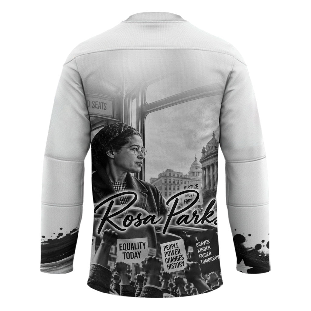 Rosa Parks Civil Rights Hockey Jersey Vintage Bus American Flag And Red Roses Tribute