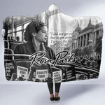 Rosa Parks Civil Rights Hooded Blanket Vintage Bus American Flag And Red Roses Tribute