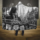 Rosa Parks Civil Rights Hooded Blanket Vintage Bus American Flag And Red Roses Tribute