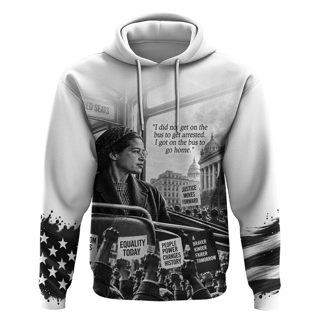 Rosa Parks Civil Rights Hoodie Vintage Bus American Flag And Red Roses Tribute