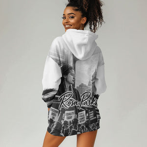 Rosa Parks Civil Rights Hoodie Dress Vintage Bus American Flag And Red Roses Tribute