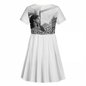 Rosa Parks Civil Rights Kid Short Sleeve Dress Vintage Bus American Flag And Red Roses Tribute