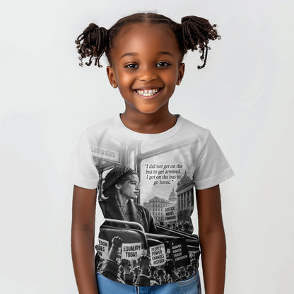 Rosa Parks Civil Rights Kid T shirt Vintage Bus American Flag And Red Roses Tribute
