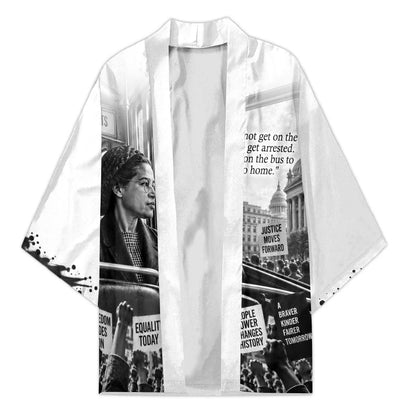 Rosa Parks Civil Rights Kimono Vintage Bus American Flag And Red Roses Tribute