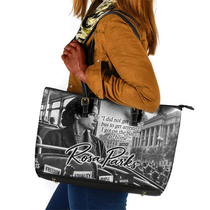 Rosa Parks Civil Rights Leather Tote Bag Vintage Bus American Flag And Red Roses Tribute