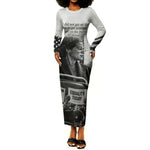 Rosa Parks Civil Rights Long Sleeve Bodycon Dress Vintage Bus American Flag And Red Roses Tribute