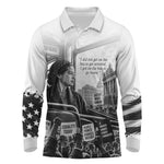 Rosa Parks Civil Rights Long Sleeve Polo Shirt Vintage Bus American Flag And Red Roses Tribute