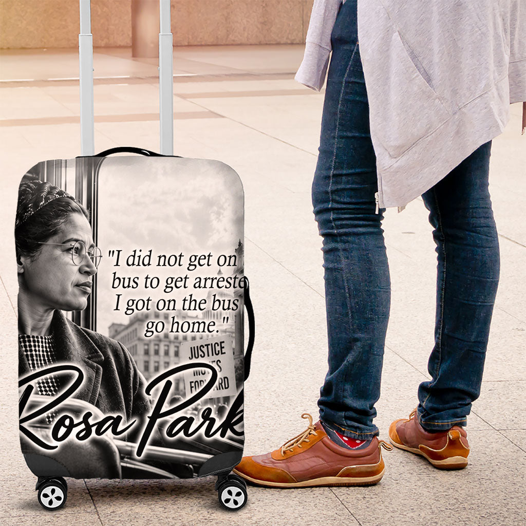 Rosa Parks Civil Rights Luggage Cover Vintage Bus American Flag And Red Roses Tribute