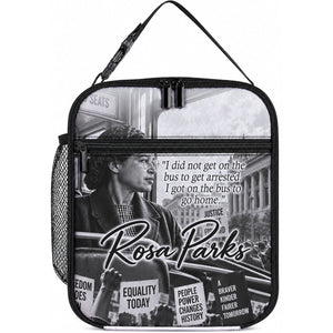 Rosa Parks Civil Rights Lunch Bag Vintage Bus American Flag And Red Roses Tribute