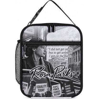 Rosa Parks Civil Rights Lunch Bag Vintage Bus American Flag And Red Roses Tribute
