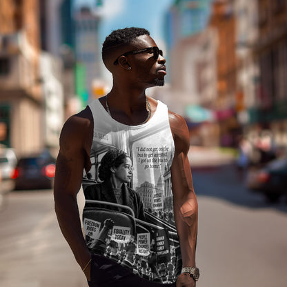 Rosa Parks Civil Rights Men Tank Top Vintage Bus American Flag And Red Roses Tribute