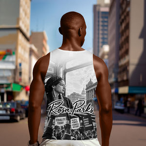Rosa Parks Civil Rights Men Tank Top Vintage Bus American Flag And Red Roses Tribute