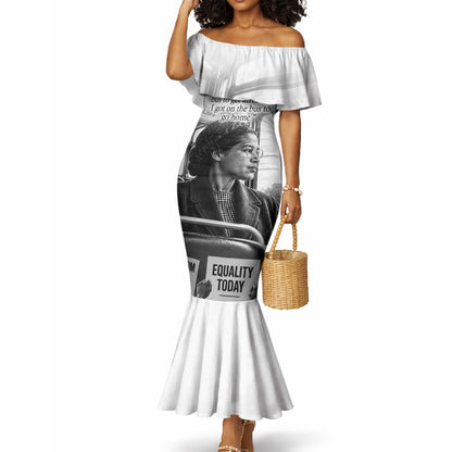 Rosa Parks Civil Rights Mermaid Dress Vintage Bus American Flag And Red Roses Tribute