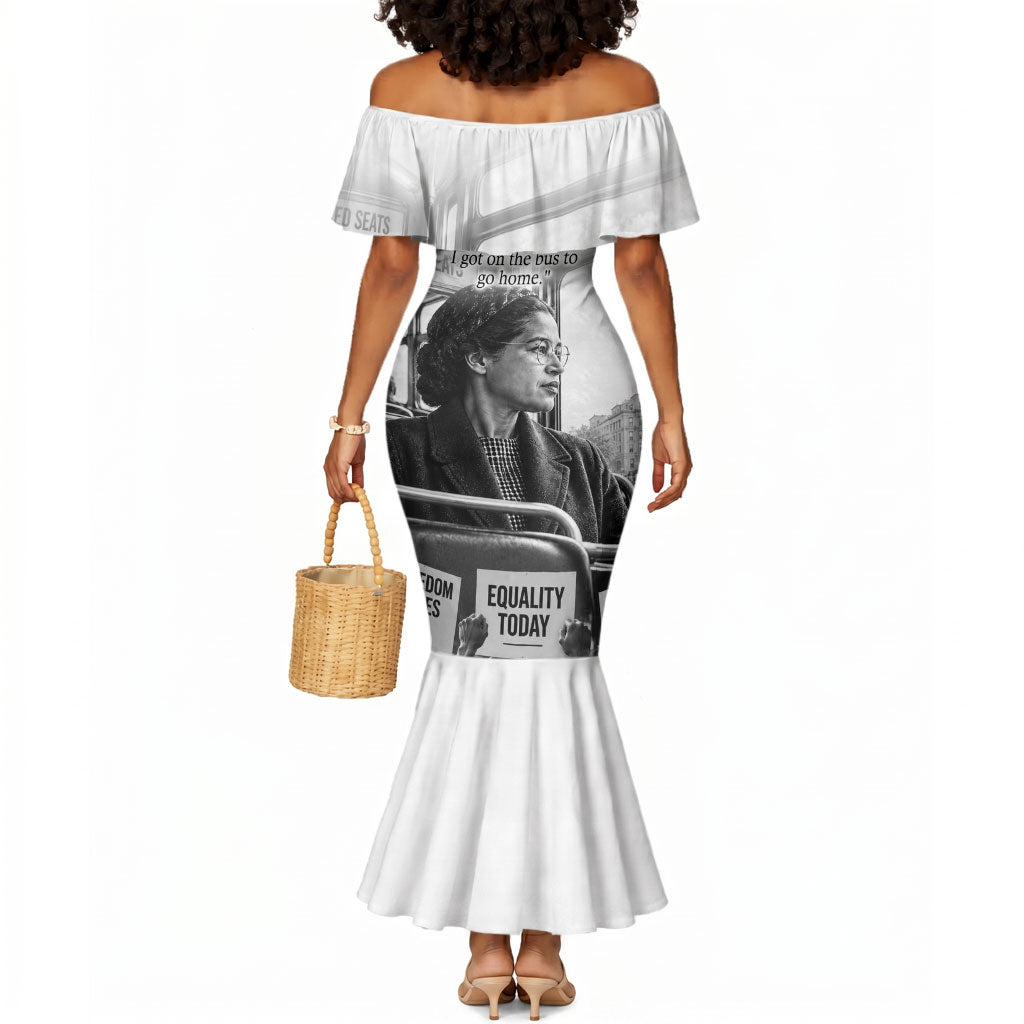 Rosa Parks Civil Rights Mermaid Dress Vintage Bus American Flag And Red Roses Tribute