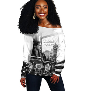 Rosa Parks Civil Rights Off Shoulder Sweater Vintage Bus American Flag And Red Roses Tribute