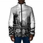 Rosa Parks Civil Rights Padded Jacket Vintage Bus American Flag And Red Roses Tribute