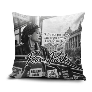 Rosa Parks Civil Rights Pillow Cover Vintage Bus American Flag And Red Roses Tribute