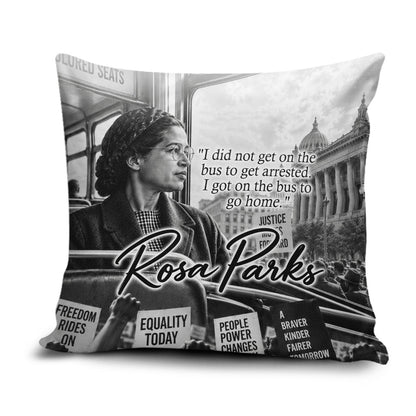Rosa Parks Civil Rights Pillow Cover Vintage Bus American Flag And Red Roses Tribute