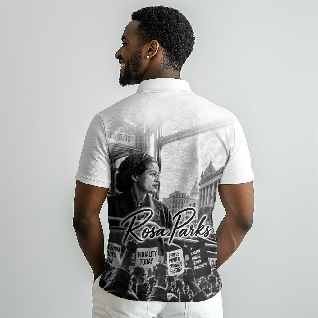 Rosa Parks Civil Rights Polo Shirt Vintage Bus American Flag And Red Roses Tribute