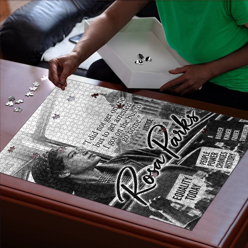 Rosa Parks Civil Rights Puzzle Vintage Bus American Flag And Red Roses Tribute