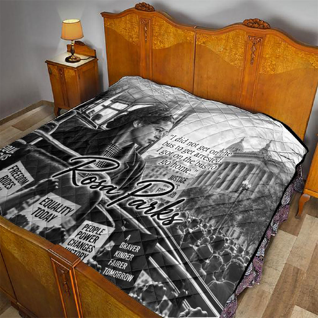 Rosa Parks Civil Rights Quilt Vintage Bus American Flag And Red Roses Tribute