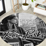 Rosa Parks Civil Rights Round Carpet Vintage Bus American Flag And Red Roses Tribute