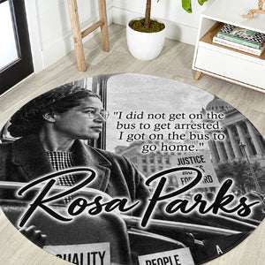 Rosa Parks Civil Rights Round Carpet Vintage Bus American Flag And Red Roses Tribute
