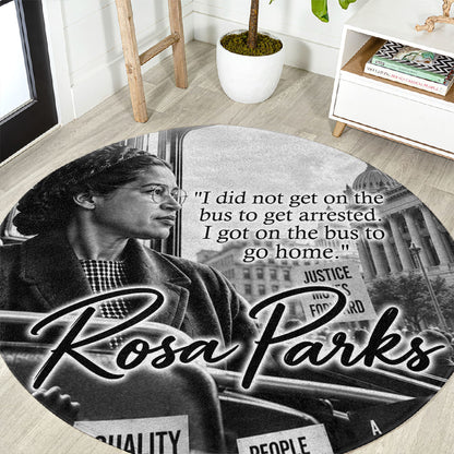 Rosa Parks Civil Rights Round Carpet Vintage Bus American Flag And Red Roses Tribute