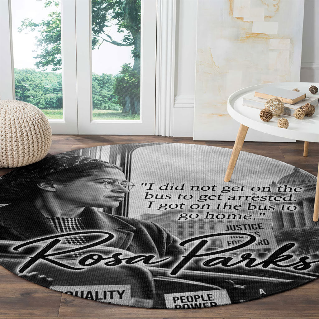 Rosa Parks Civil Rights Round Carpet Vintage Bus American Flag And Red Roses Tribute