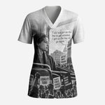 Rosa Parks Civil Rights Scrub Top Vintage Bus American Flag And Red Roses Tribute