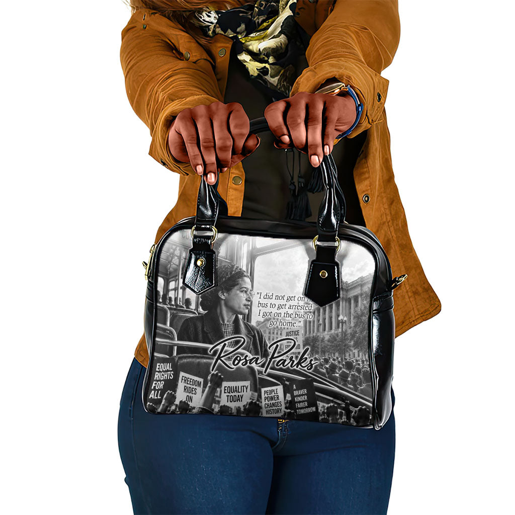 Rosa Parks Civil Rights Shoulder Handbag Vintage Bus American Flag And Red Roses Tribute