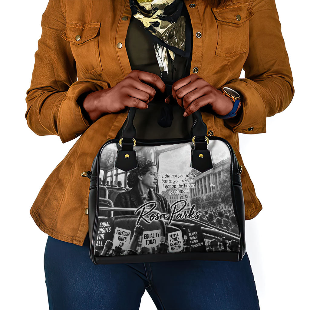 Rosa Parks Civil Rights Shoulder Handbag Vintage Bus American Flag And Red Roses Tribute