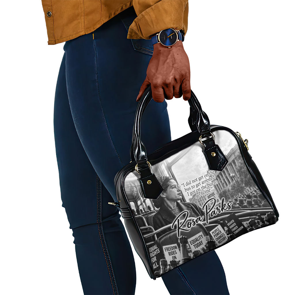 Rosa Parks Civil Rights Shoulder Handbag Vintage Bus American Flag And Red Roses Tribute
